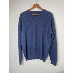 Ethan Pierce 100% 2-Ply Cashmere Navy Blue Sweater Mens XL